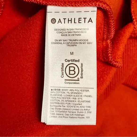 Athleta Women’s Sz M Red On My Way Triumph Full Zip Hoodie Sweatshirt Jacket - Picture 15 of 15